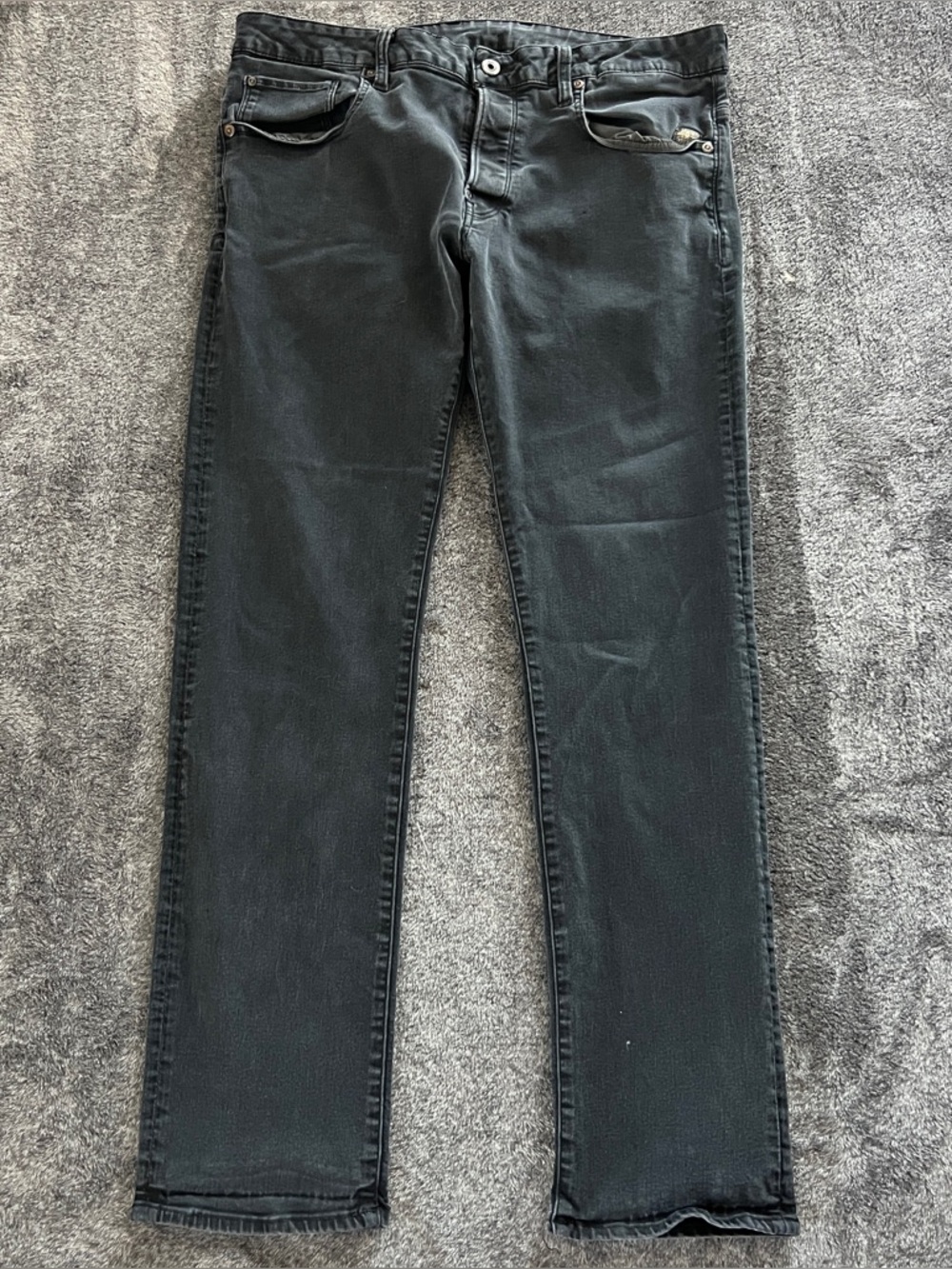 G-Star Raw Jeans Mens 36x32 Black Attacc Slim Straight Button Fly (34x30)
